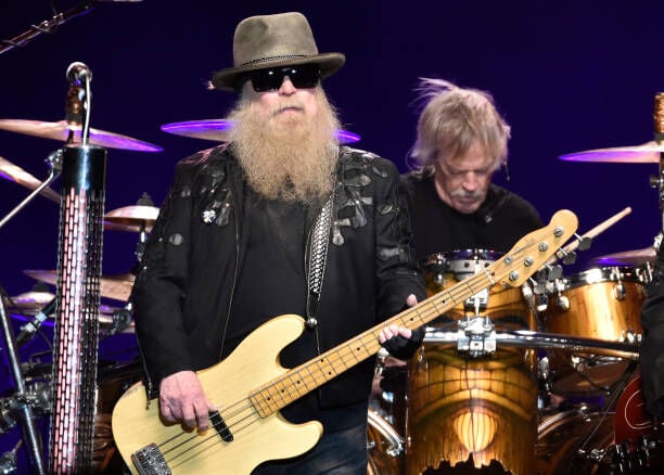 SAN JOSE, CALIFORNIA - JANUARY 13: Dusty Hill (L) and Frank Beard of ZZ Top perform at City National Civic on January 13, 2019 in San Jose, California. (Photo by Tim Mosenfelder/Getty Images)